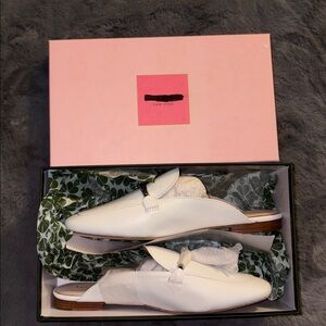 kate spade Cream Leather Knot-Accent Slip-On Mules NWT